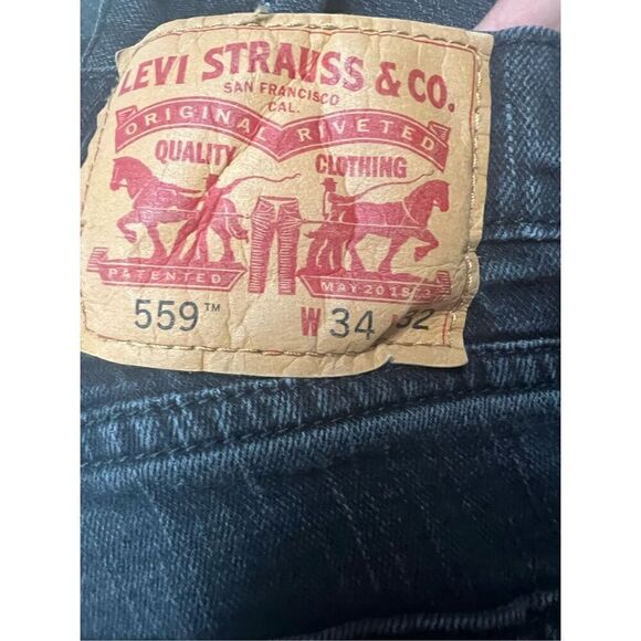 Levi Mens 559 Stretch-Relaxed-Straight Black Wash Jeans Sz 34/29 - Picture 3 of 6